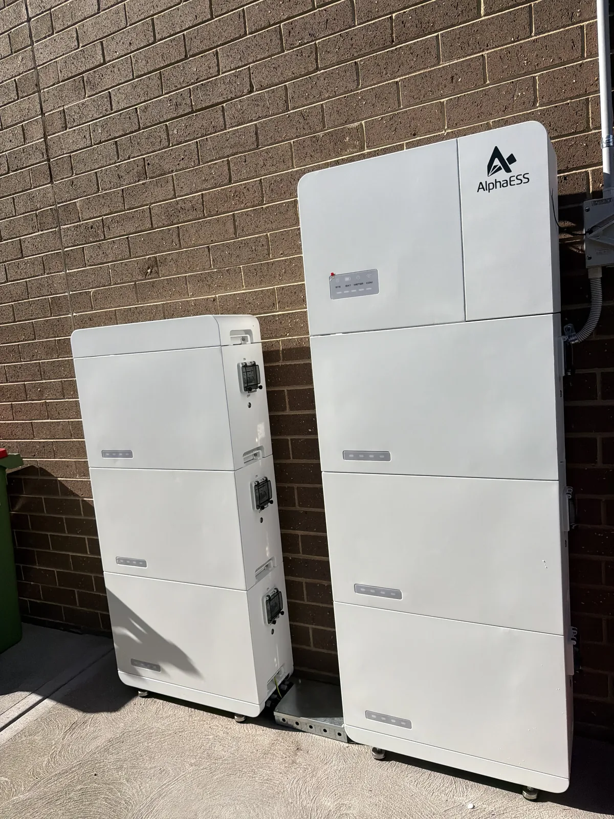 Two AlphaESS home battery stacks installed at a Melbourne property