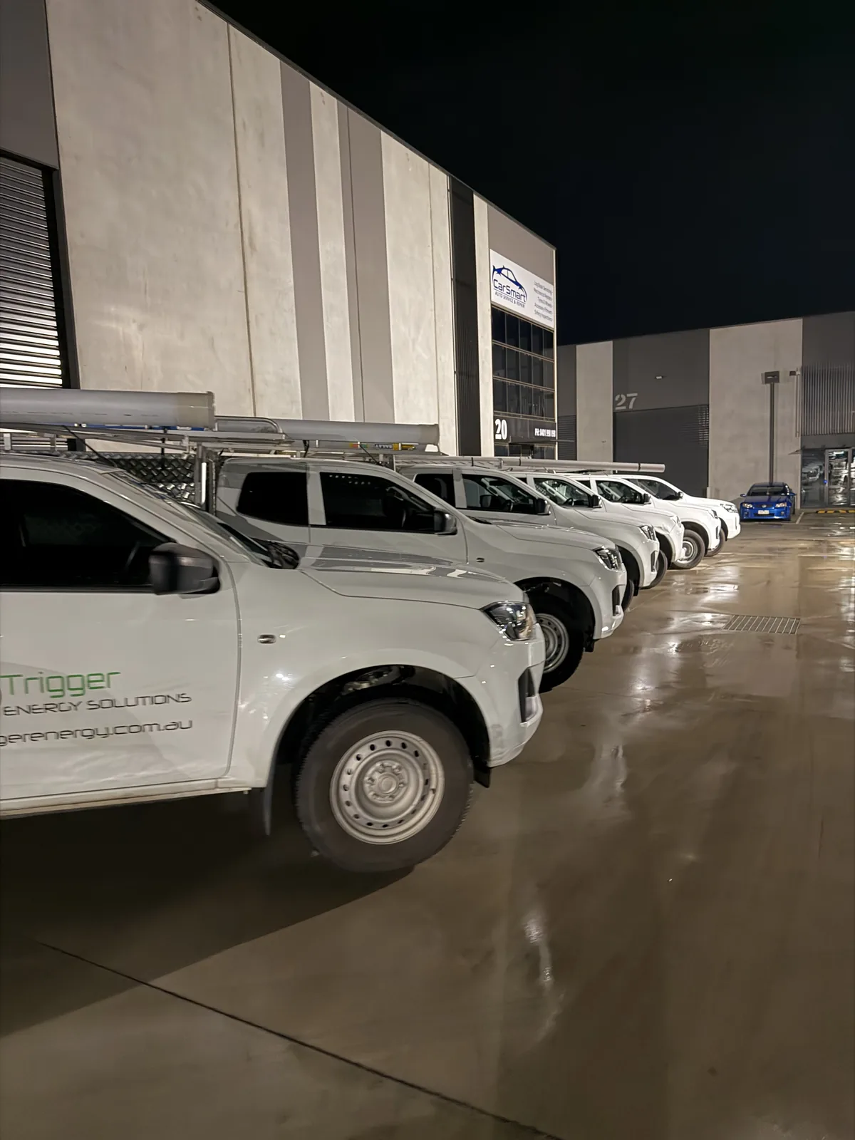The Trigger Group vehicle fleet parked at the Melbourne depot