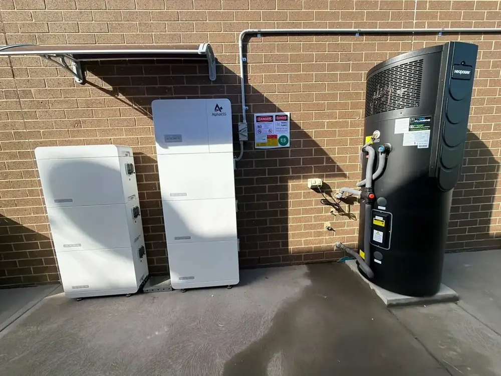 Heat pump beside existing storage tanks
